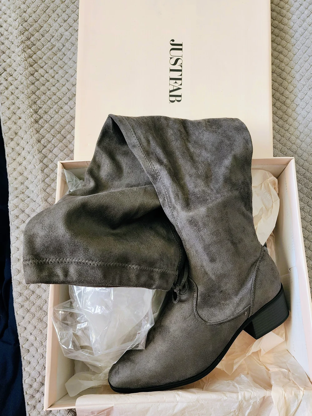 JustFab Gray Suede Over-The-Knee Boots